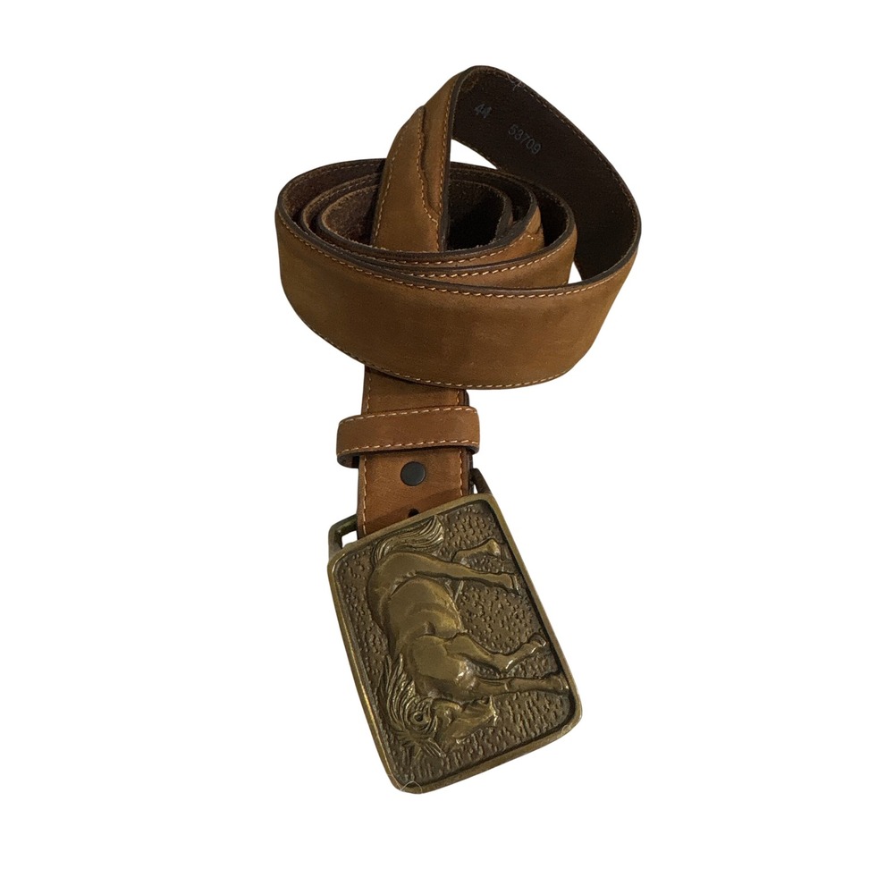 Silver Creek Classics Mens Brown Leather Western Belt Horse Buckle 44 53709